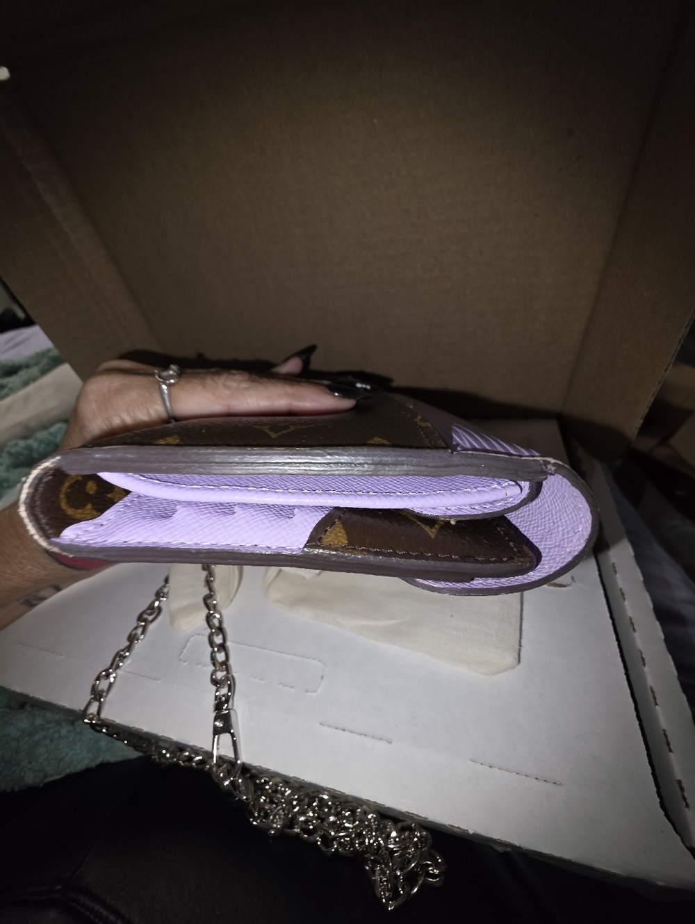 AUTHENTIC Louis Vuitton Lilac Epi Leather & Monogram Canvas MarieLou Long Wallet - Picture 8 of 13